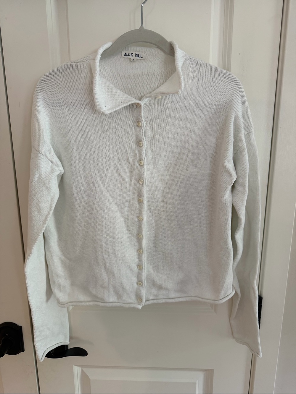 Alex Mill White Taylor Cardigan Button-Front Knit Shirt